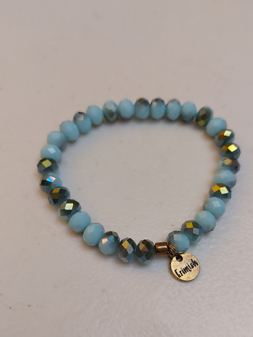 Erimish Iridescent Faceted Blue Beads Stretch Bracelet